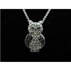 Brand new owl necklace set with black diamond