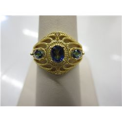 Mystic topaz ring with 2 side diamonds