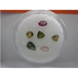 Gem jar: 6 multi coloured sapphires