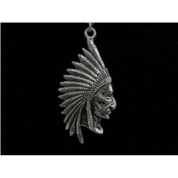 Sterling silver necklace with 2" Native pendant