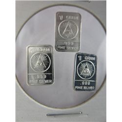 5 x .999 silver "All Seeing Eye" art bars