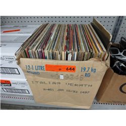 Box of vintage LP records, approx. 50