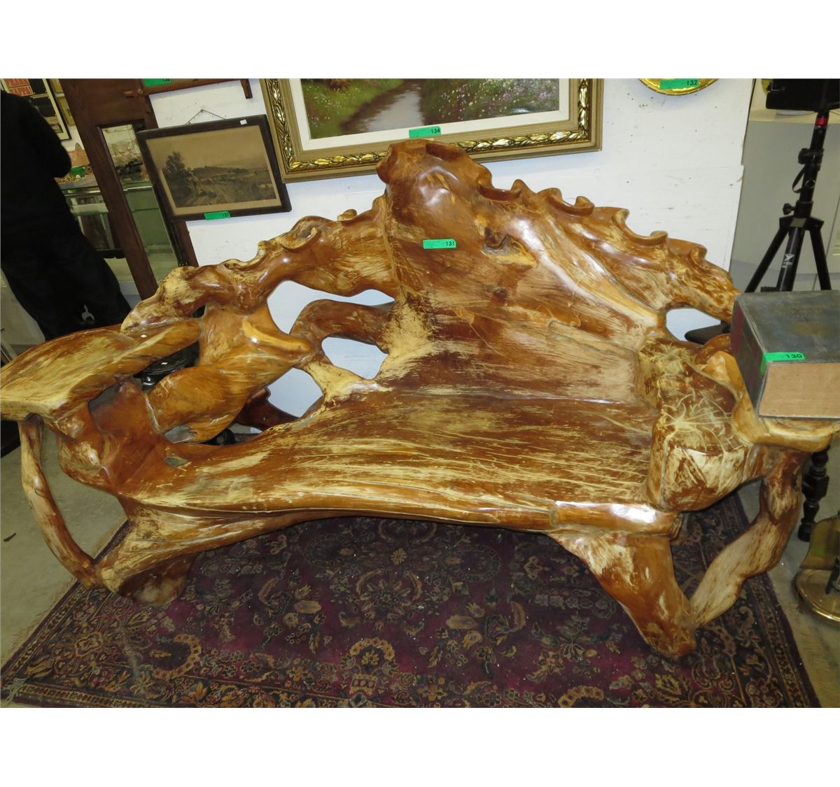 Fahri Aldin furniture design carved "Tree Trunk Bench"
