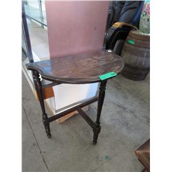 Wood half moon accent table