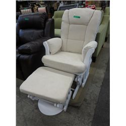White glider rocker with stool