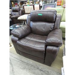 NEW - Reclining rocker, brown bonded leather