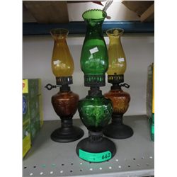 3 Glass oil lamps