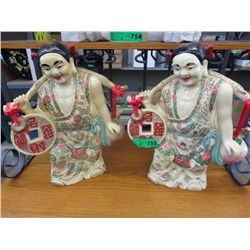2 Large resin Oriental statues