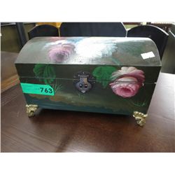 Painted wood keepsake chest