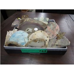 Box of stone slices & sea shells