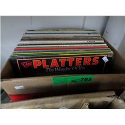 Box of vintage LP records, approx 25