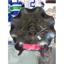 Vintage black carnival glass dish