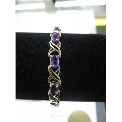 10KT Yellow Gold Amethyst Tennis bracelet