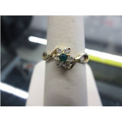 14KT Yellow Gold Diamond & Emerald ring