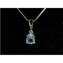 10KT Yellow Gold Aquamarine & Diamond pendant