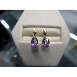 14KT Yellow Gold Amethyst earrings