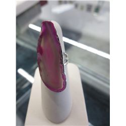 African Pink Slice Agate ring