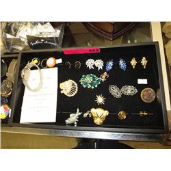 Tray of rhinestone & fashion jewelry