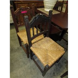4 Vintage chairs with woven rattan seats