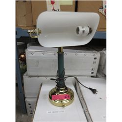 2 New banker style lights with glass shades
