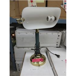 2 New banker style lights with glass shades