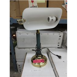 2 New banker style lights with glass shades