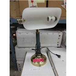 2 New banker style lights with glass shades