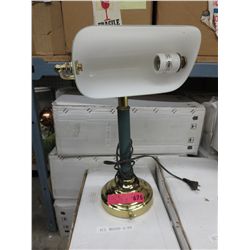 2 New banker style lights with glass shades