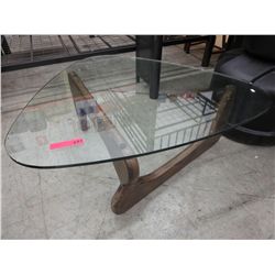 NEW Glass Top Coffee Table with Wood Base