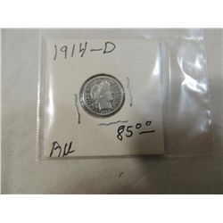 1914 BARBER SILVER DIME