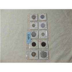 LOT 10 ASSORTED FOREIGN COINS.