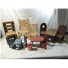 Image 2 : BOX LOT ASSORTED WOODEN DOLL CHAIRS & TABLES