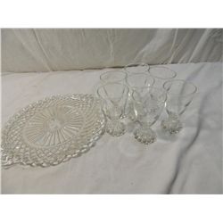 LOT 8 IMPERIAL CANDLEWICK GLASSES & SERVING DISH