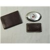 Image 1 : LOT 3 LEATHER WALLET & BELT BUCKLES