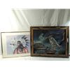 Image 1 : LOT 2 NATIVE AMERICAN & WOLF PAINTINGS FRAMED