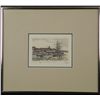 Image 1 : Rare French Art Print Boats in a Port Town Framed
