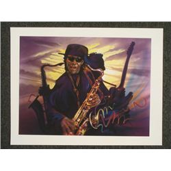 Shen Signed Print Clearence Clemons Speaking Saxophone