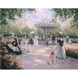 Christa Kieffer - A Parisian Carousel Litho on Canvas