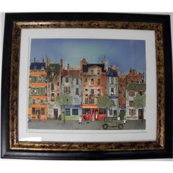 Eugene Delcroy Paris Street Framed S/N Orig Lithograph