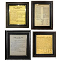 3 U.S. Bill of Rights Constitution Declaration Framed