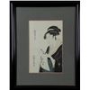 Image 1 : Geisha Portrait Utamaro Style Woodblock Print Framed