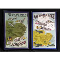 2 Framed Original WWII Tea Towels Made in England