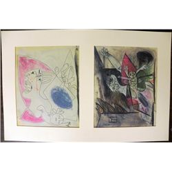 Pablo Picass (Guernica) Colored Lithograph Sketch 1937