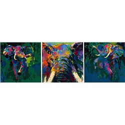 ELEPHANT TRIPTYCH Signed LE LeRoy Neiman Fine Art Print