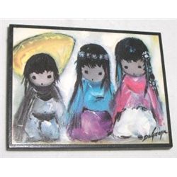 DEGRAZIA MAGNET SIGNED "DEGRAZIA" *3 INDIAN GIRLS* FROM FAMOUS PAINTING!! MAGNET CAME OUT OF SAFE!!