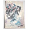 Image 1 : DEGRAZIA MAGNET SIGNED "DEGRAZIA" *INDIAN GIRL W/ CAPOOSE CARRYING FLOWERS*!! MAGNET CAME OUT OF SAF