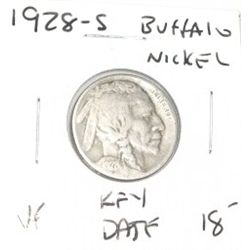 1928-S *KEY DATE* BUFFALO NICKEL RED BOOK VALUE $18.00+ *NICE EARLY VERY FINE GRADE*!!