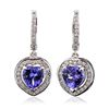 Image 1 : 14KT White Gold 5.60ctw Tanzanite and Diamond Earrings