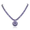 Image 1 : 14KT White Gold 51.14ctw Tanzanite and Diamond Necklace