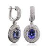 Image 2 : 14KT White Gold 5.52ctw Tanzanite and Diamond Earrings